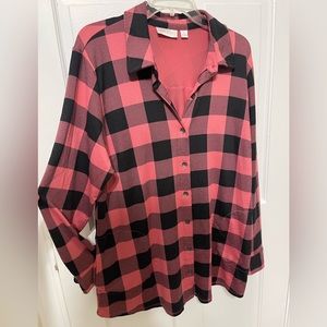 Belle by Kim Gravel lightweight super soft checkered “shacket” with pockets